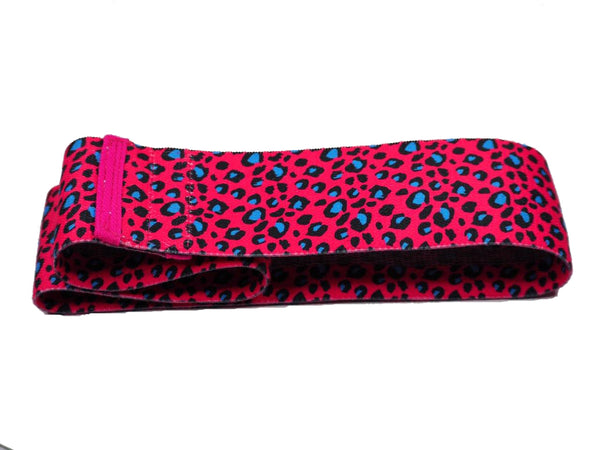 Light Resistance Hip Band - Red & Blue Leopard Print.