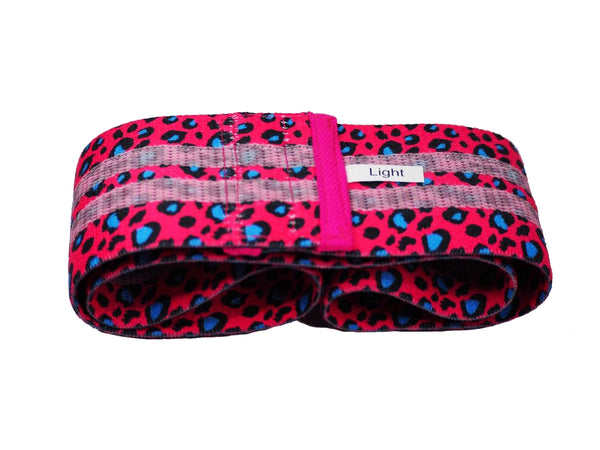 Light Resistance Hip Band - Red & Blue Leopard Print.